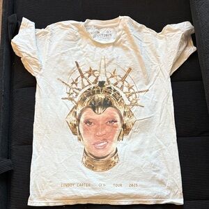 Graphic White Tee with Gold Design